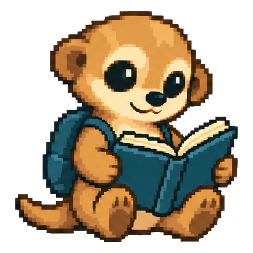 Scout, MeKat’s companion, reading a book